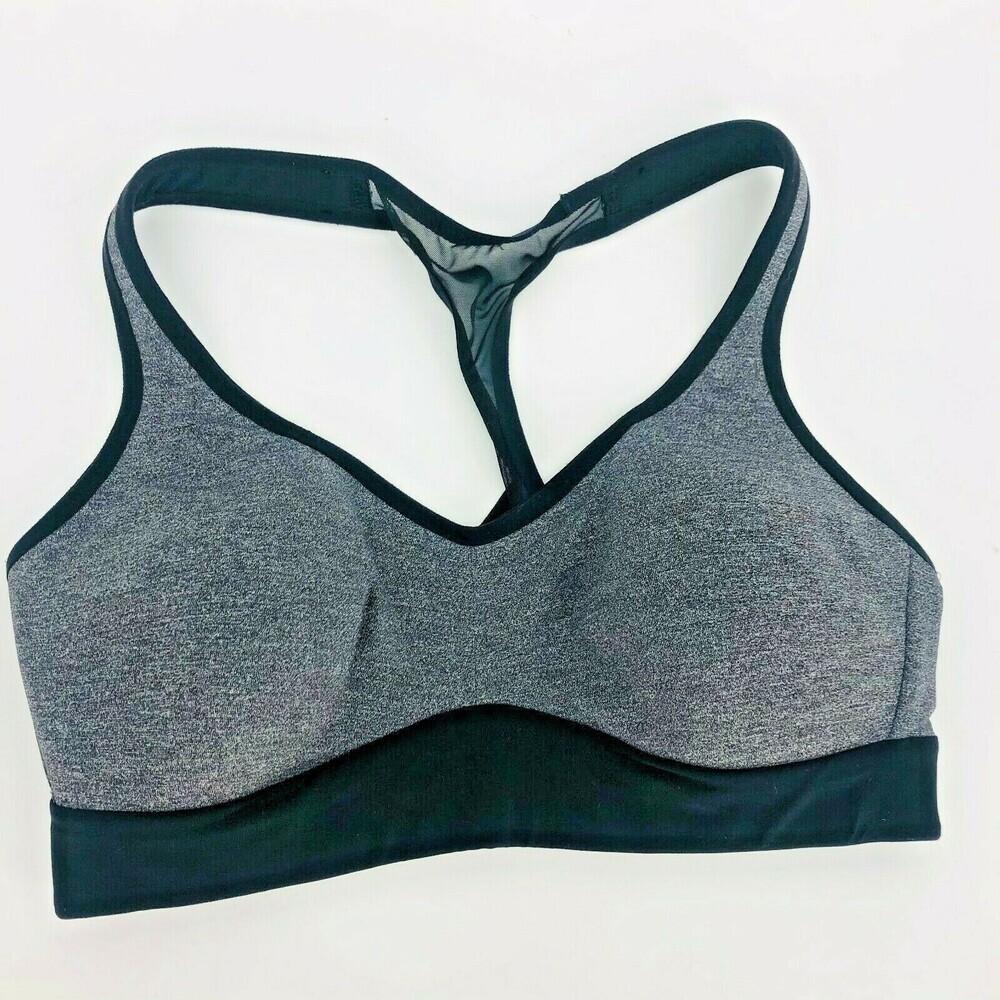 Lululemon Women's Gray/Black Racerback Sports Bra Size 6 Workout Gym Activewear
